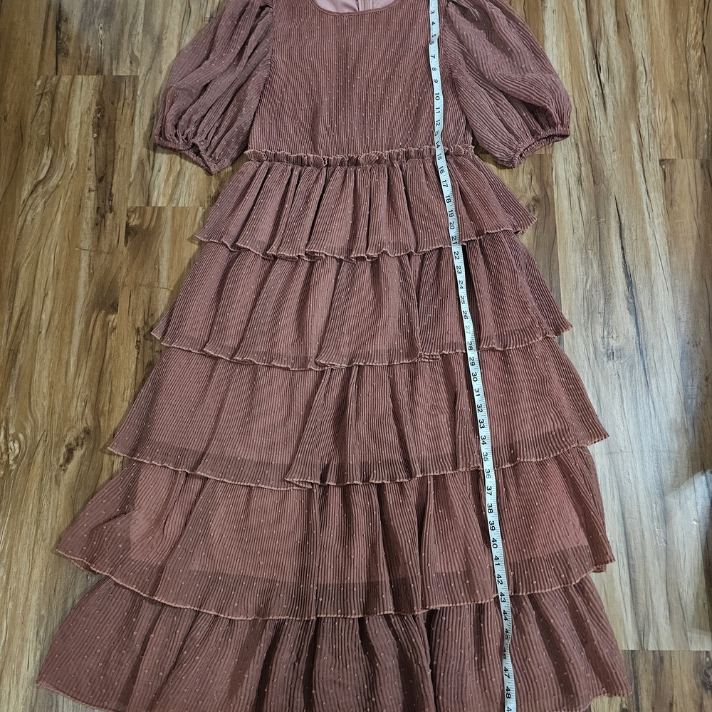English Factory Womans Size Large Maxi Tiered Dress Dust Rose